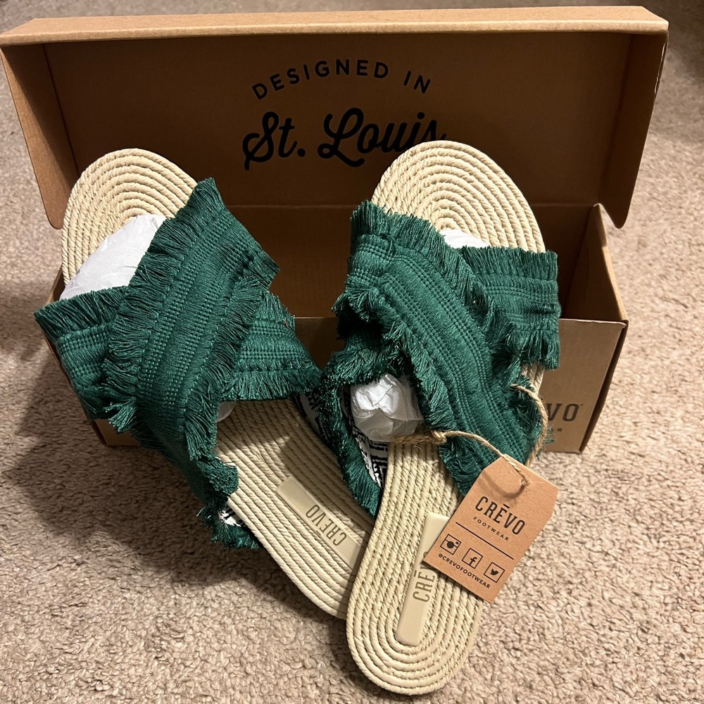 Green Crevo Flat Sandals